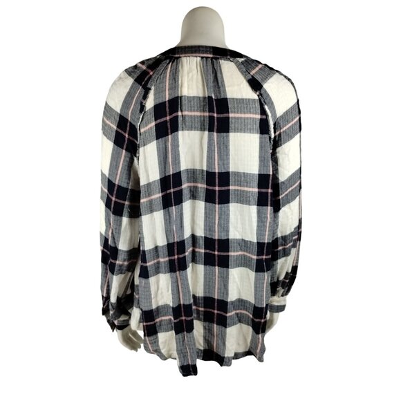 Time and Tru Maternity Misses Small Woven Button Up Top  Blue Plaid Shirt - Picture 6 of 10